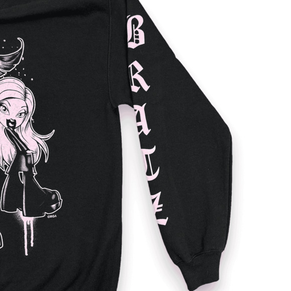 Bratz Sweater Adult MEDIUM Black Pink Sweatshirt Pullover Retro Dolls MGA 90s - Picture 4 of 5